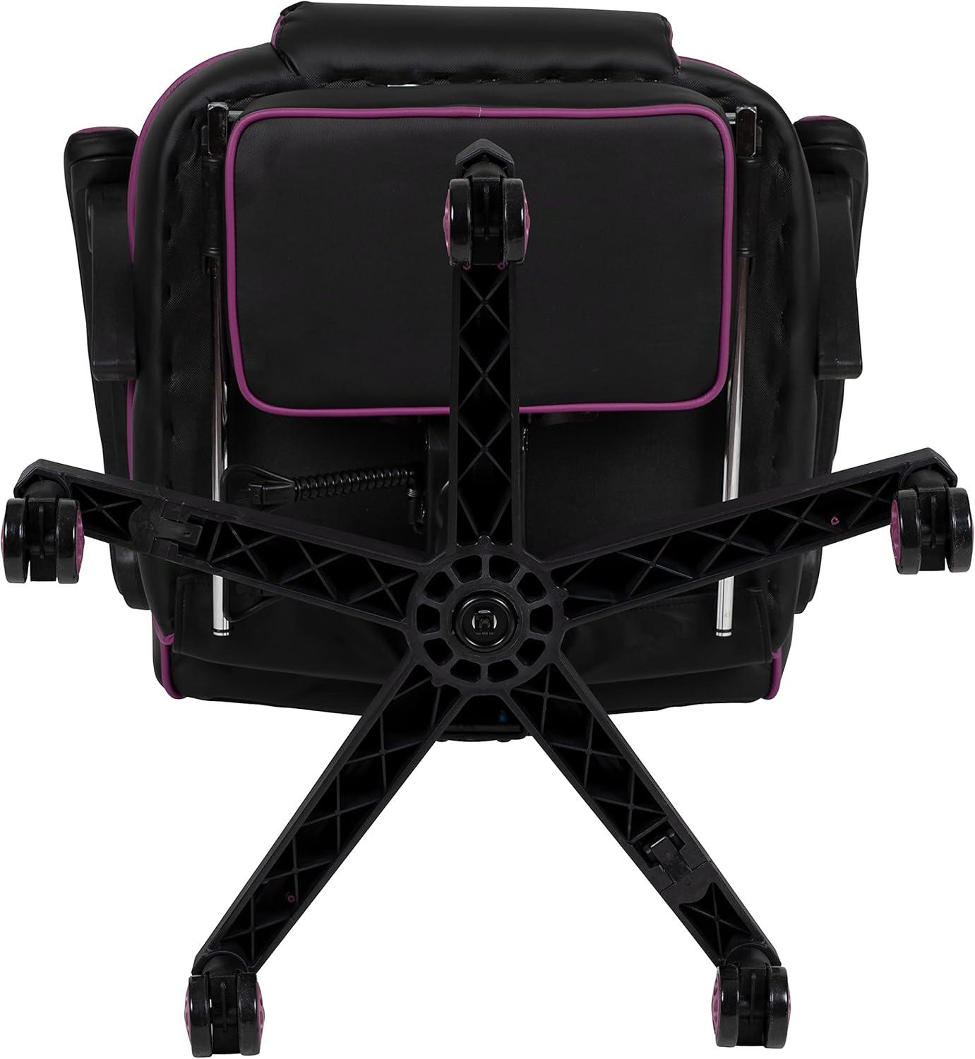 imageFlash Furniture X30 Gaming Chair Racing Office Ergonomic Computer Chair with Fully Reclining Back and SlideOut Footrest in Gray LeatherSoftBlackPurple