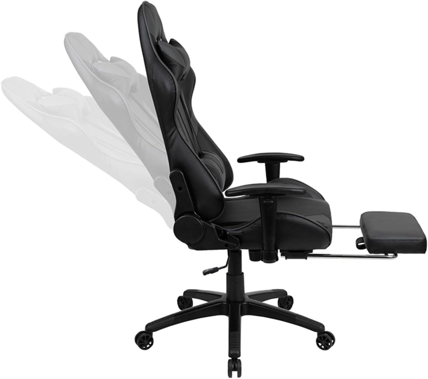 imageFlash Furniture X30 Gaming Chair Racing Office Ergonomic Computer Chair with Fully Reclining Back and SlideOut Footrest in Gray LeatherSoftGrey