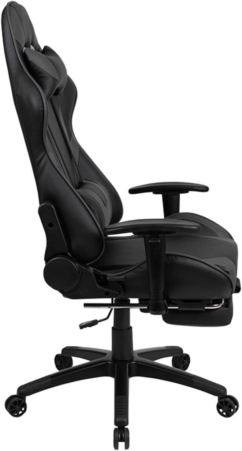imageFlash Furniture X30 Gaming Chair Racing Office Ergonomic Computer Chair with Fully Reclining Back and SlideOut Footrest in Gray LeatherSoftGrey