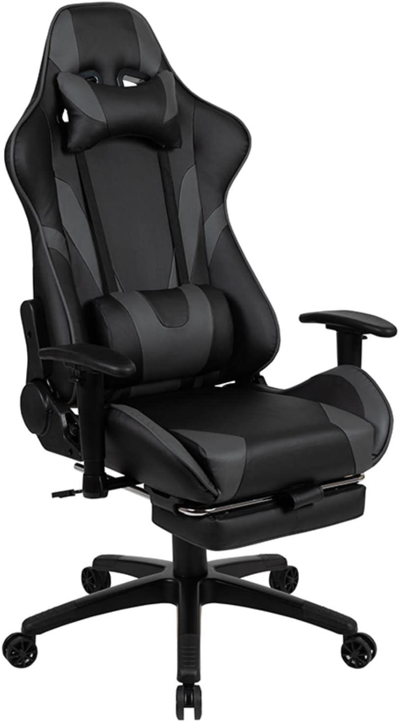 imageFlash Furniture X30 Gaming Chair Racing Office Ergonomic Computer Chair with Fully Reclining Back and SlideOut Footrest in Gray LeatherSoftGrey
