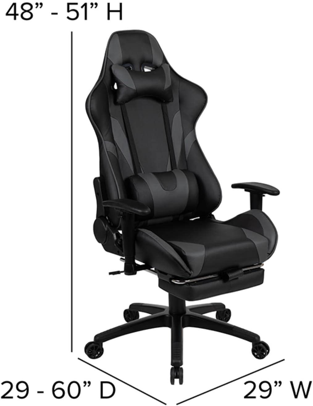 imageFlash Furniture X30 Gaming Chair Racing Office Ergonomic Computer Chair with Fully Reclining Back and SlideOut Footrest in Gray LeatherSoftGrey