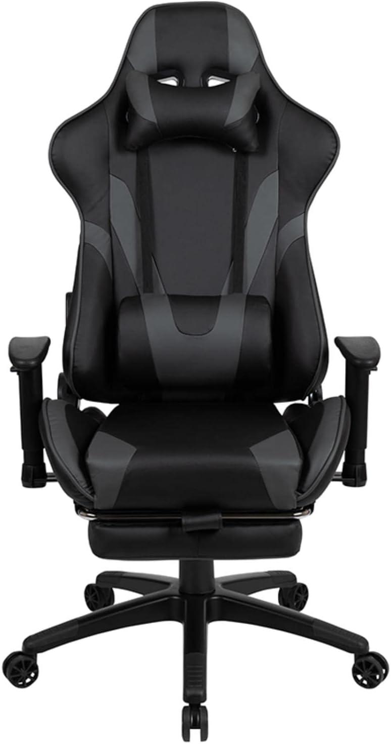 imageFlash Furniture X30 Gaming Chair Racing Office Ergonomic Computer Chair with Fully Reclining Back and SlideOut Footrest in Gray LeatherSoftGrey