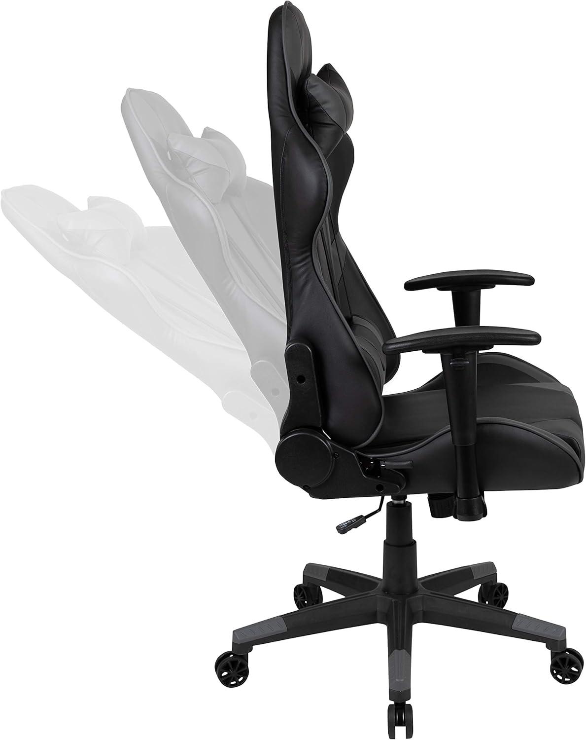 imageFlash Furniture X30 Gaming Chair Racing Office Ergonomic Computer Chair with Fully Reclining Back and SlideOut Footrest in Gray LeatherSoftGrey
