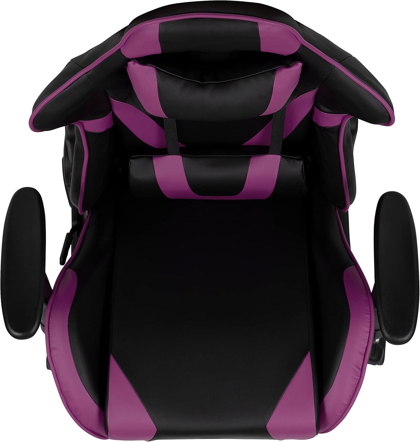 imageFlash Furniture X30 Gaming Chair Racing Office Ergonomic Computer Chair with Fully Reclining Back and SlideOut Footrest in Gray LeatherSoftPurple