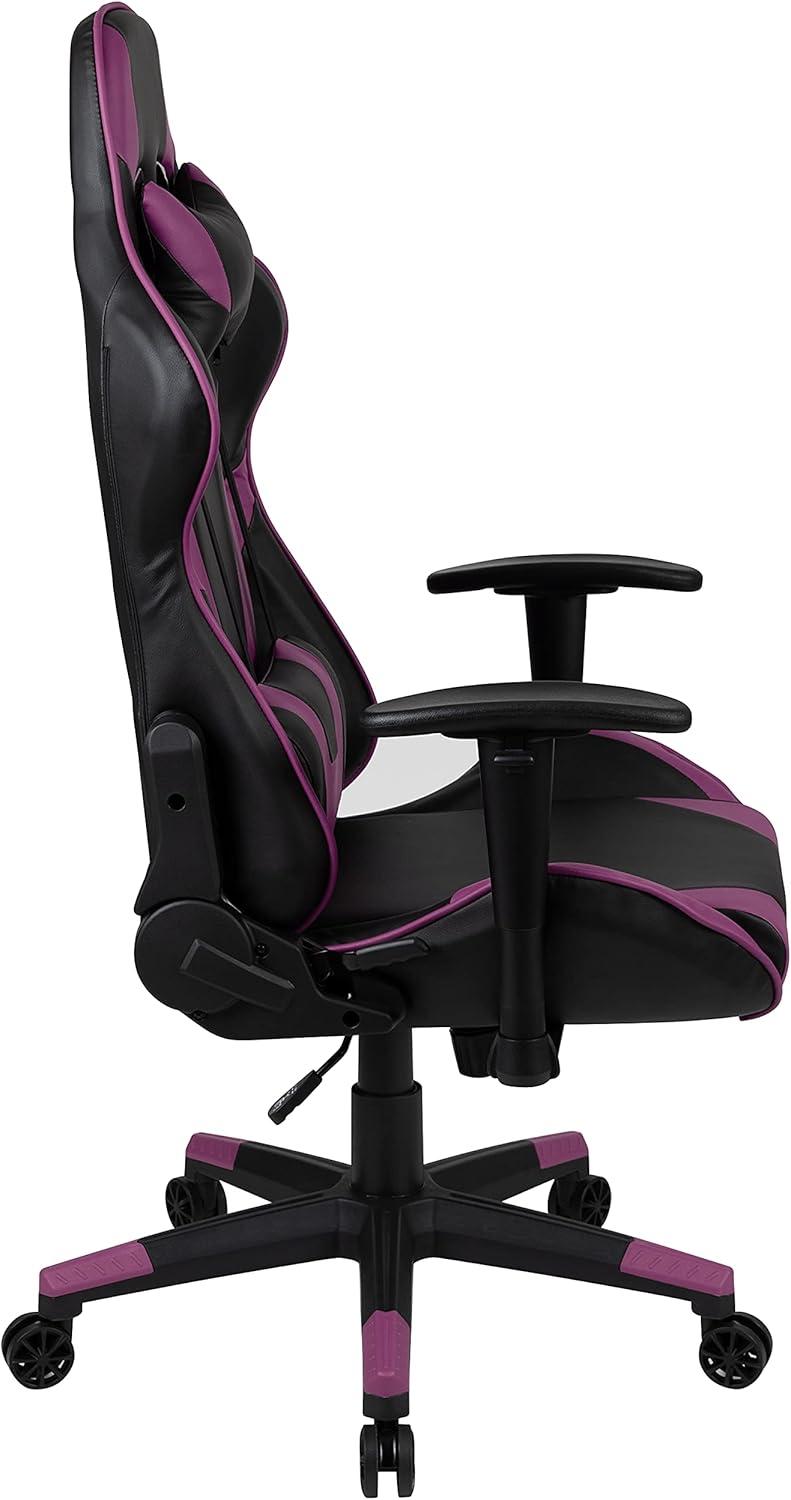 imageFlash Furniture X30 Gaming Chair Racing Office Ergonomic Computer Chair with Fully Reclining Back and SlideOut Footrest in Gray LeatherSoftPurple