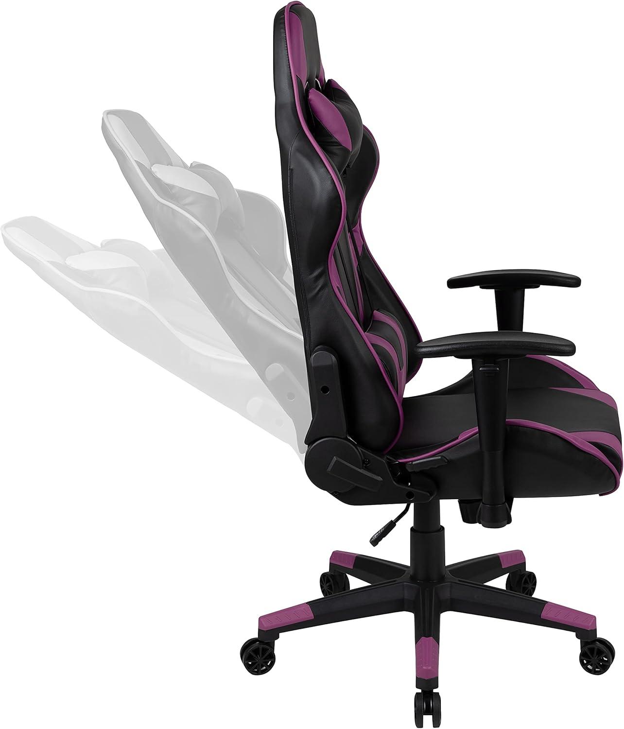 imageFlash Furniture X30 Gaming Chair Racing Office Ergonomic Computer Chair with Fully Reclining Back and SlideOut Footrest in Gray LeatherSoftPurple