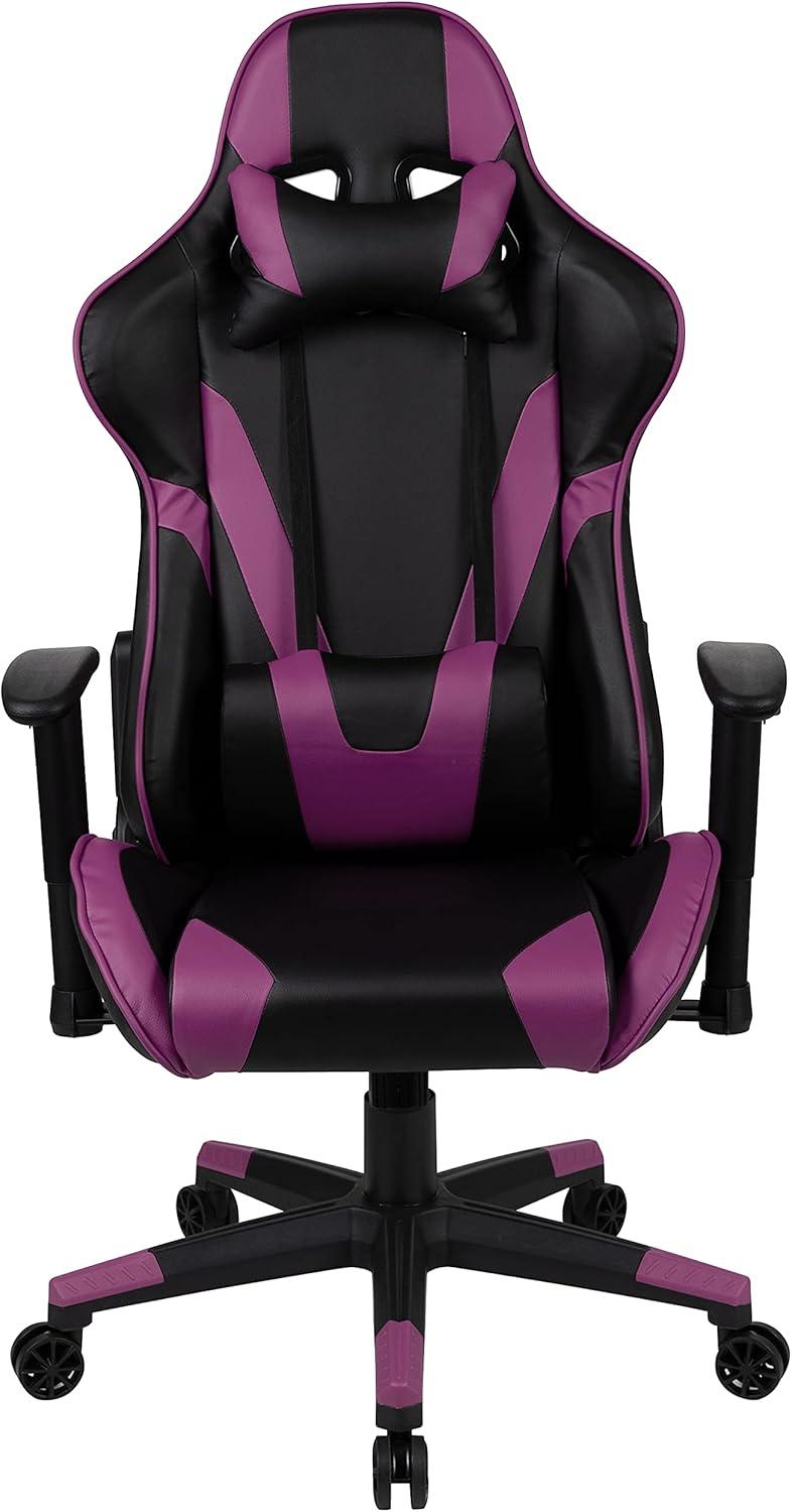 imageFlash Furniture X30 Gaming Chair Racing Office Ergonomic Computer Chair with Fully Reclining Back and SlideOut Footrest in Gray LeatherSoftPurple
