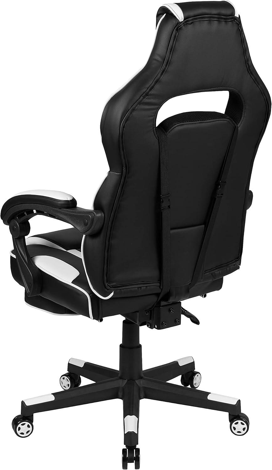 imageFlash Furniture X30 Gaming Chair Racing Office Ergonomic Computer Chair with Fully Reclining Back and SlideOut Footrest in Gray LeatherSoftWhite