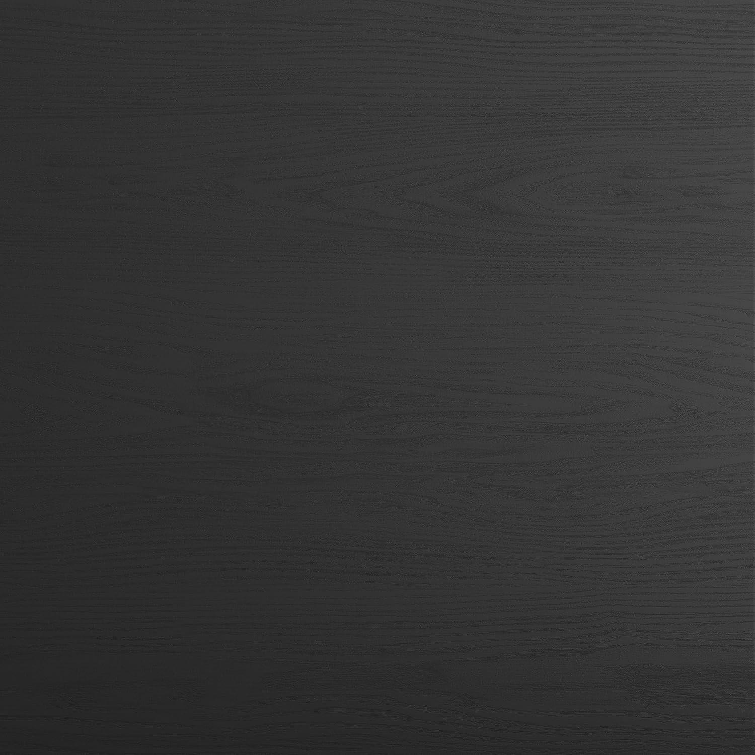 imageMartha Stewart Beckett Modern Trestle Desk with Open Side Shelving in White Wood Grain FinishBlack Wood Grain