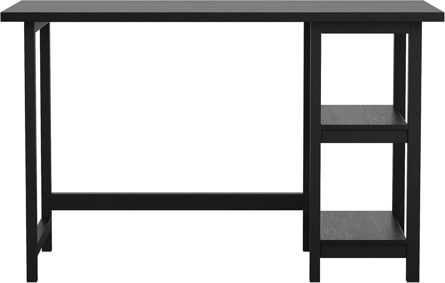 imageMartha Stewart Beckett Modern Trestle Desk with Open Side Shelving in White Wood Grain FinishBlack Wood Grain