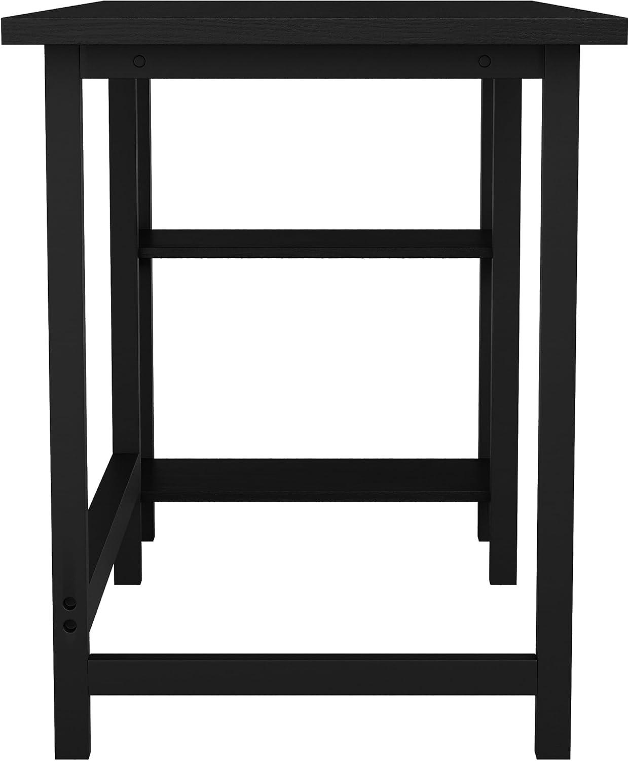 imageMartha Stewart Beckett Modern Trestle Desk with Open Side Shelving in White Wood Grain FinishBlack Wood Grain