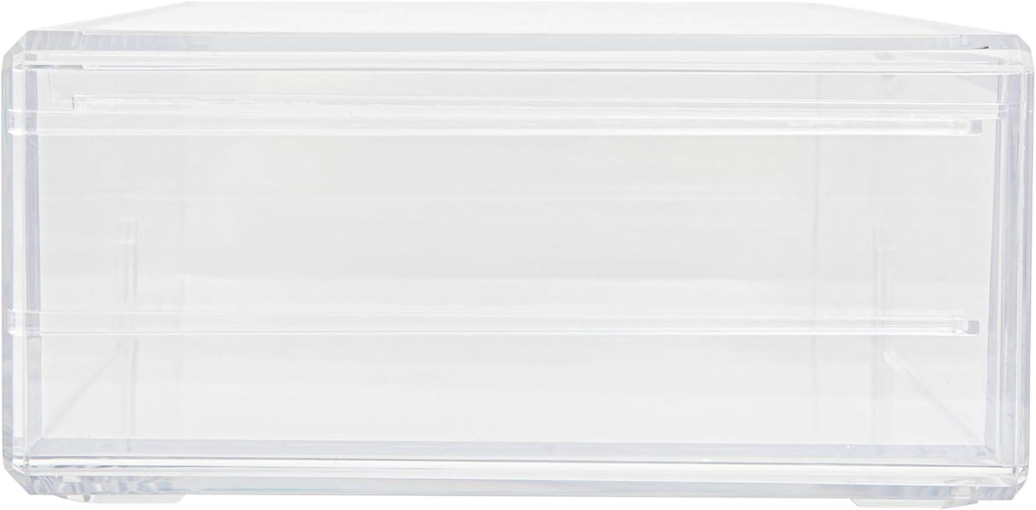 imageMartha Stewart Brody Desk Organizer with Drawer Stackable Plastic Desk Storage Box Organizer for Office Bathroom Countertop or Dorm 6quot x 75quot 2 Pack Clear1275 x 775