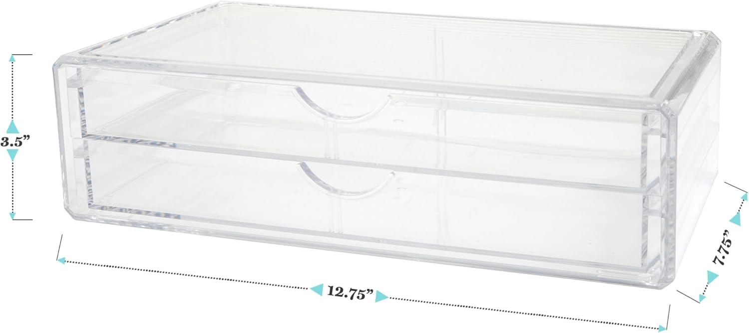 imageMartha Stewart Brody Desk Organizer with Drawer Stackable Plastic Desk Storage Box Organizer for Office Bathroom Countertop or Dorm 6quot x 75quot 2 Pack Clear1275 x 775