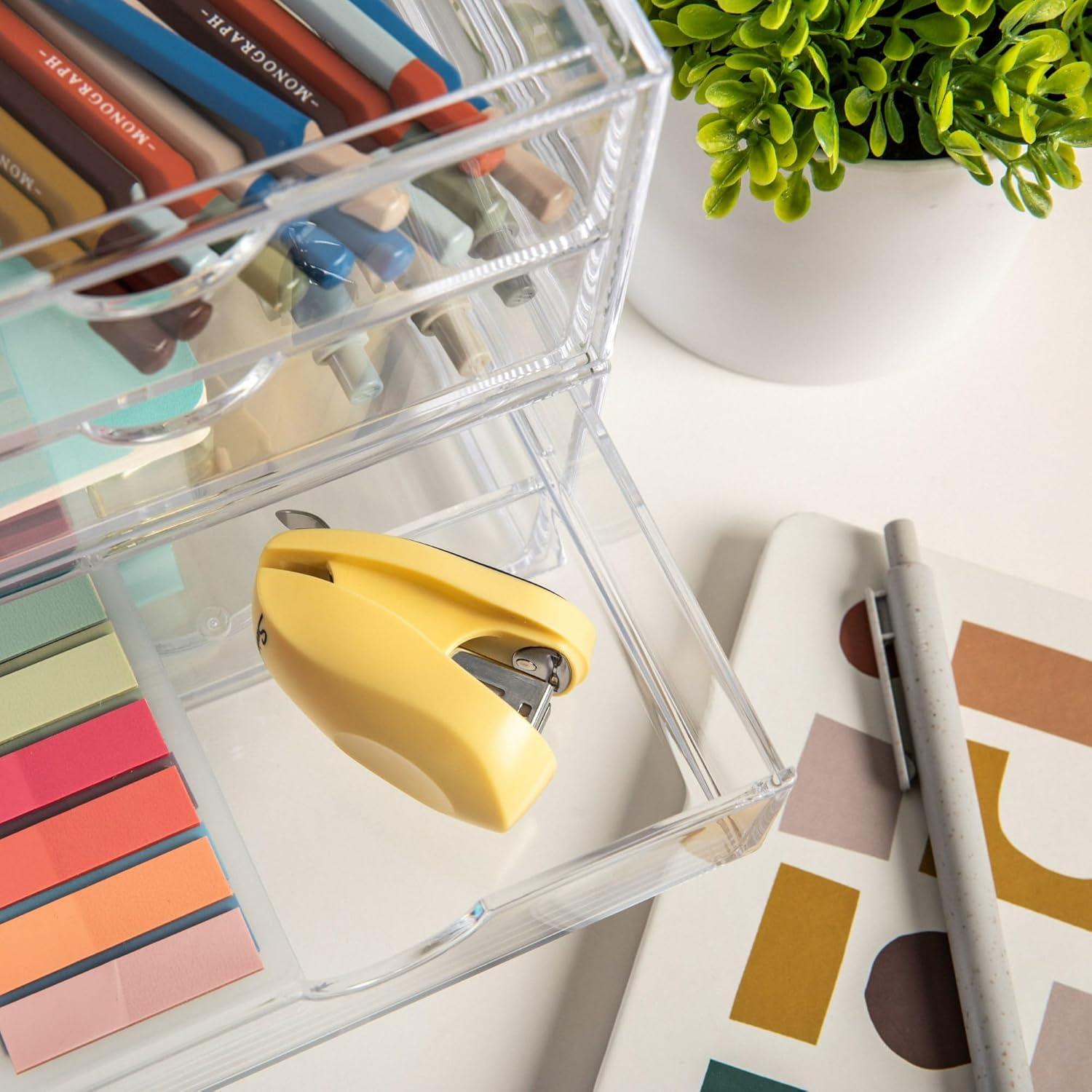 imageMartha Stewart Brody Desk Organizer with Drawer Stackable Plastic Desk Storage Box Organizer for Office Bathroom Countertop or Dorm 6quot x 75quot 2 Pack Clear6 x 75