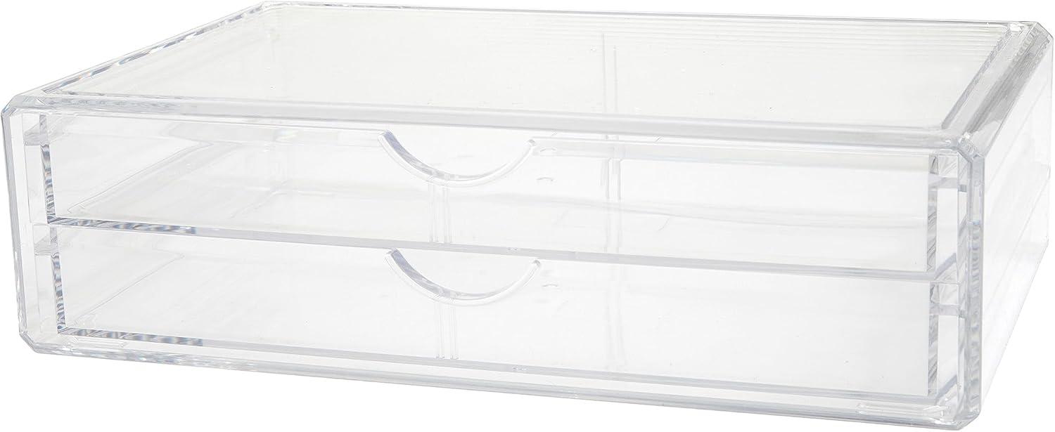 imageMartha Stewart Brody Desk Organizer with Drawer Stackable Plastic Desk Storage Box Organizer for Office Bathroom Countertop or Dorm 6quot x 75quot 2 Pack Clear1275 x 775