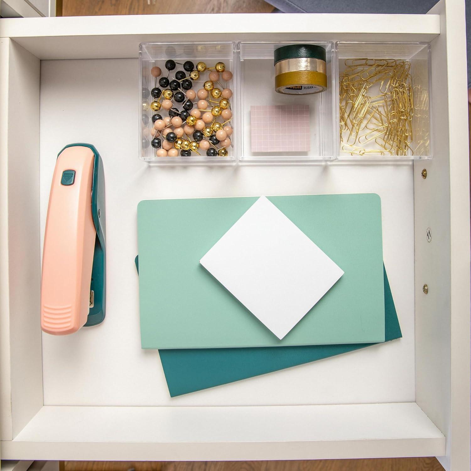 imageMartha Stewart Brody Plastic Storage Organizer Bins with Engineered Wood Lids for Home OfficeKitchen orBathroom 3 Pack 2Small1Medium ClearWhiteClearLight Natural
