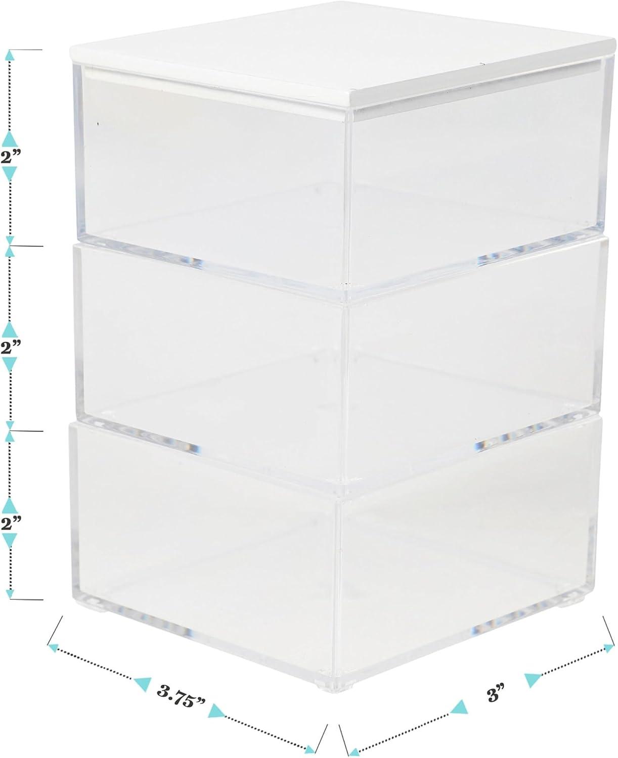 imageMartha Stewart Brody Plastic Storage Organizer Bins with Engineered Wood Lids for Home OfficeKitchen orBathroom 3 Pack 2Small1Medium ClearWhiteClearLight Natural