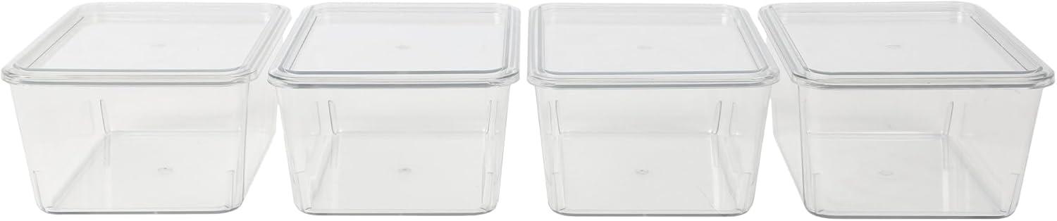 imageMartha Stewart Brody Plastic Storage Organizer Bins with Transparent Lids for Home Office Kitchen or Bathroom 4 Pack 675quot x 5quot