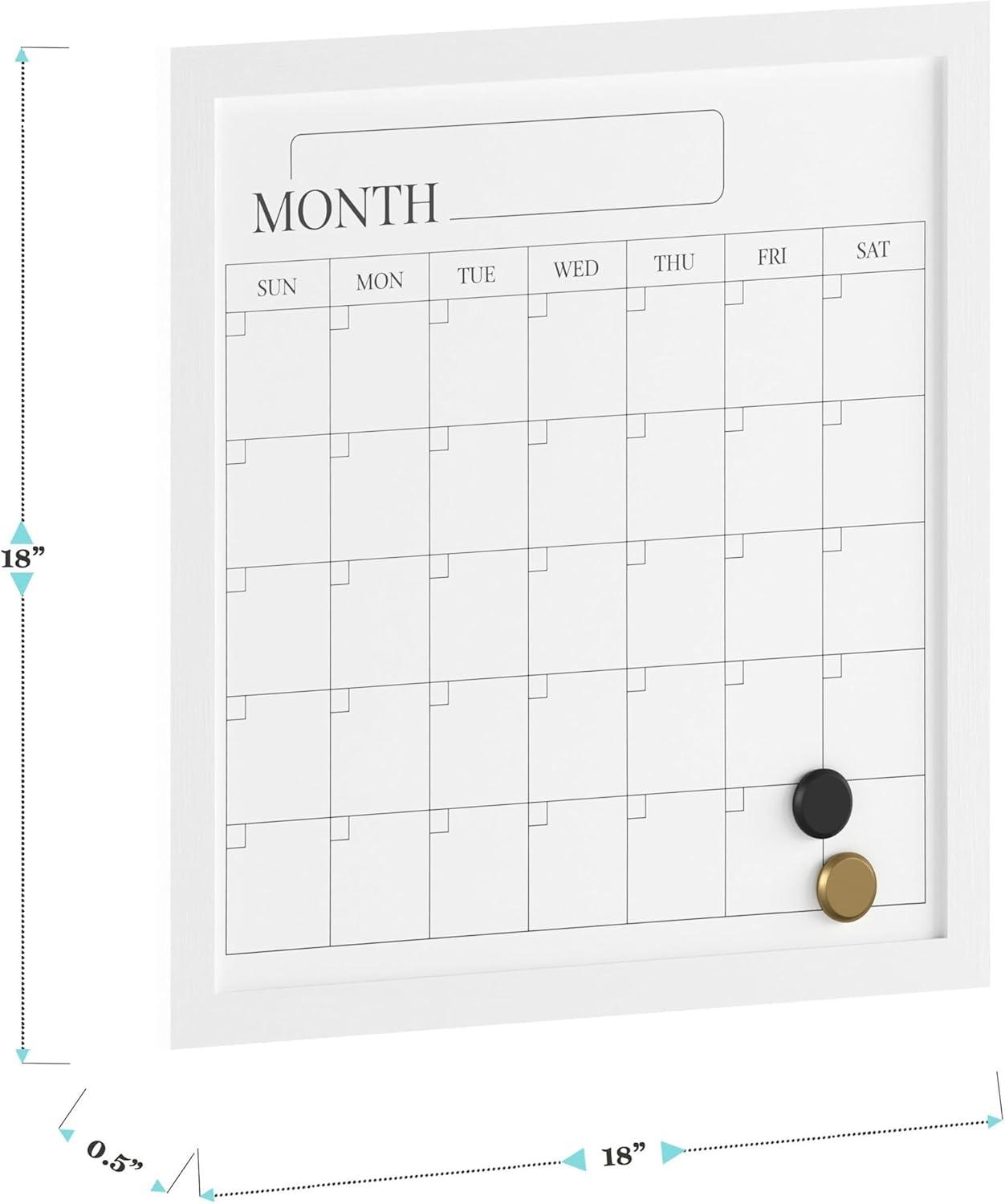 imageMartha Stewart Everette Magnetic Monthly Calendar Dry Erase Board with Included Dry Erase Marker and 2 Magnets 18quot x 18quot White Woodgrain FrameBlack Woodgrain