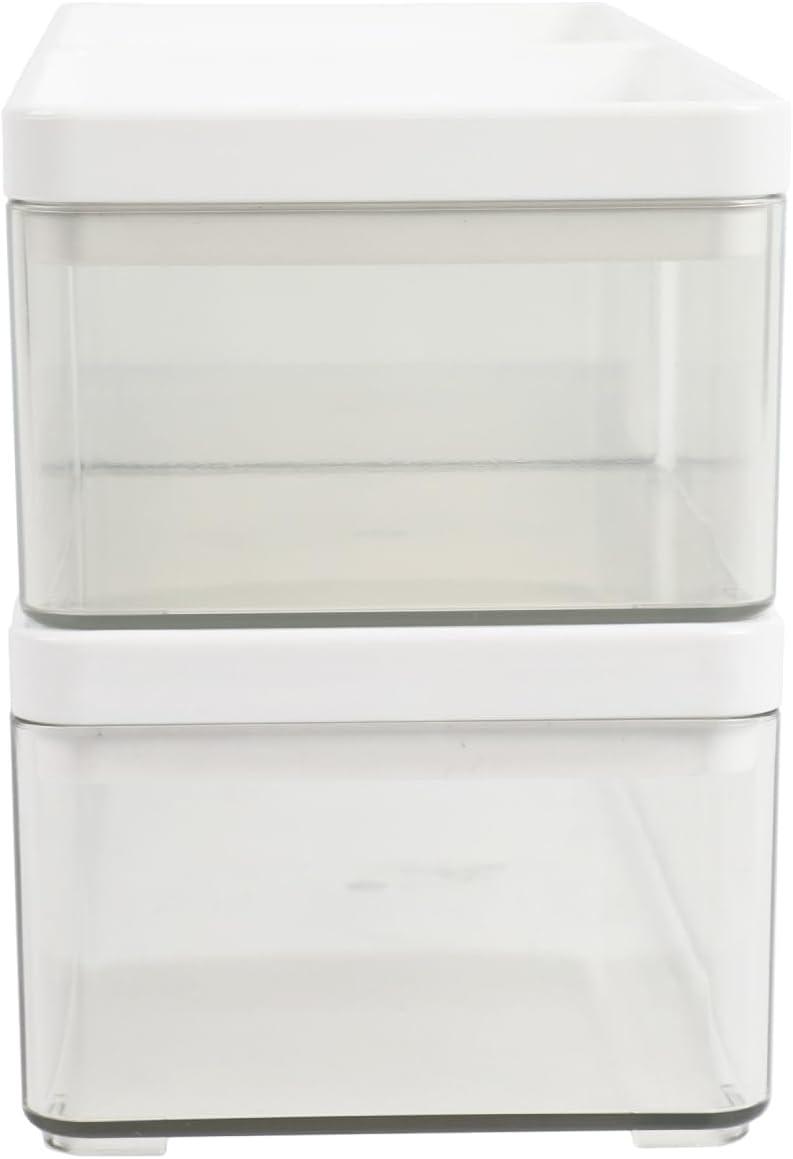 imageMartha Stewart Grady Clear Plastic Stackable Storage Boxes with White Plastic Lids Set of 3ClearWhite Plastic Top