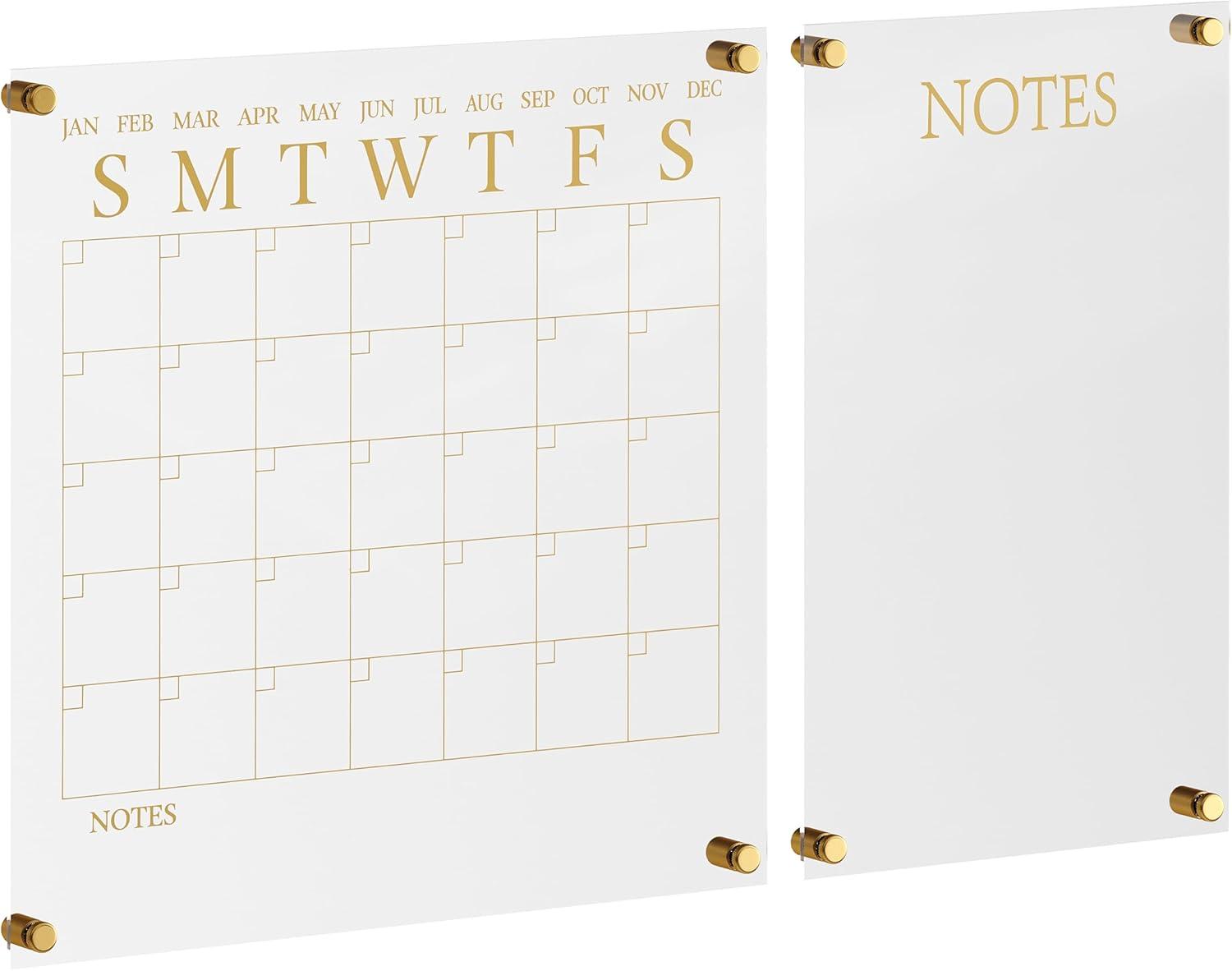 imageMartha Stewart Grayson Acrylic Dry Erase Wall Calendar with Dry Erase Marker 14quot Square Clear with Gold PrintClearGold