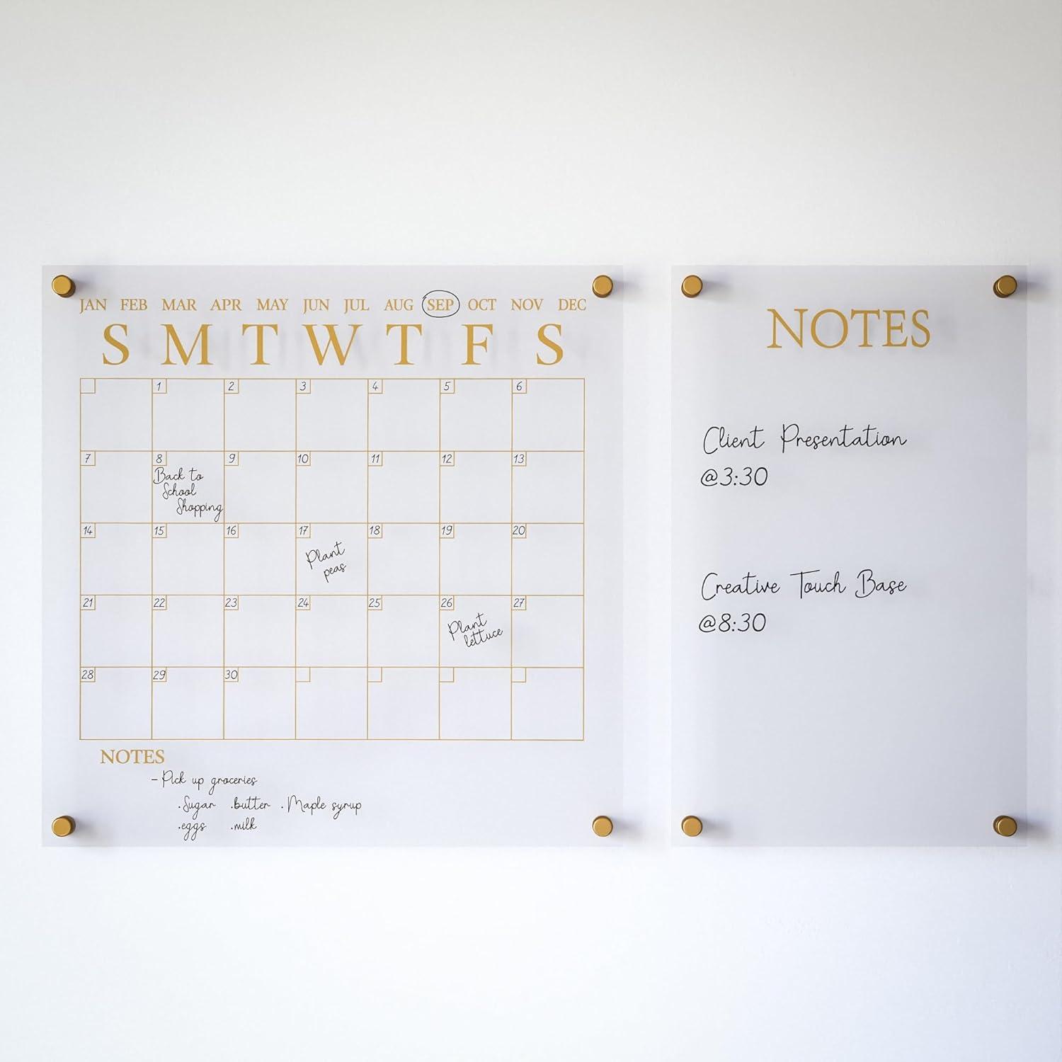 imageMartha Stewart Grayson Acrylic Dry Erase Wall Calendar with Dry Erase Marker 14quot Square Clear with Gold PrintClearGold