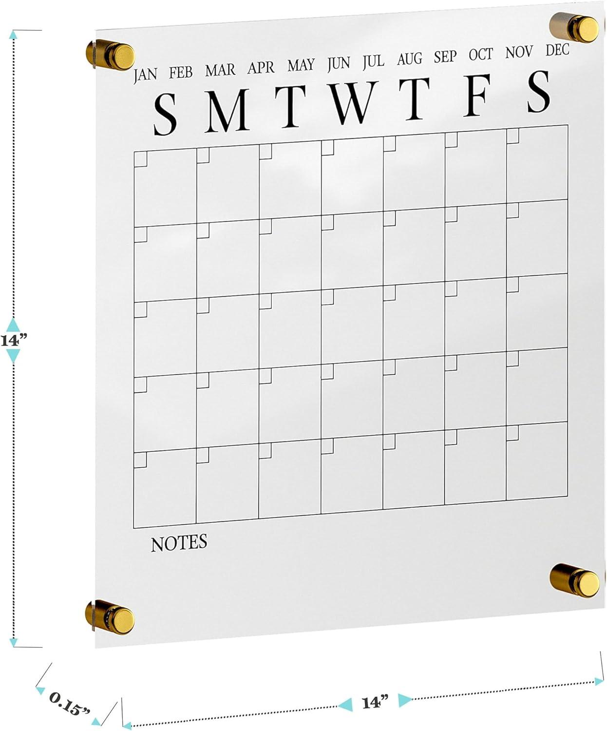 imageMartha Stewart Grayson Acrylic Dry Erase Wall Calendar with Dry Erase Marker 14quot Square Clear with Gold PrintClearGold