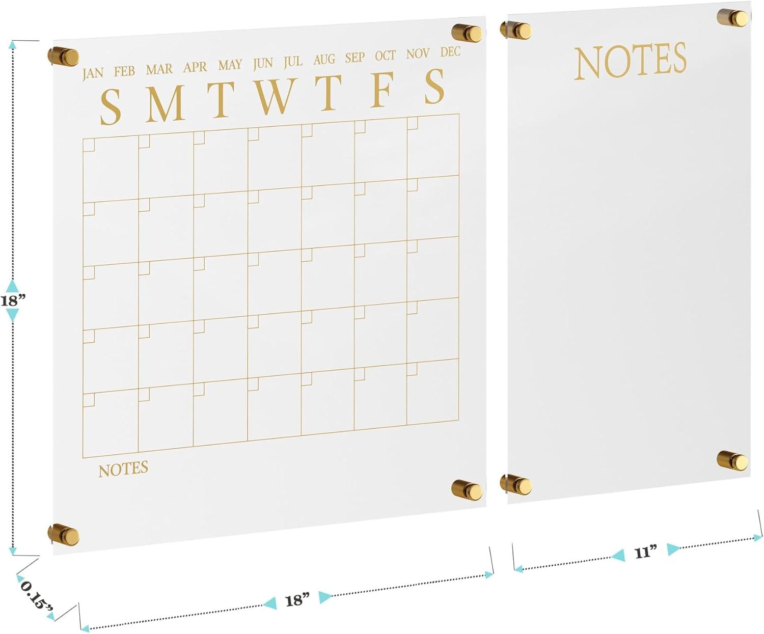 imageMartha Stewart Grayson Acrylic Dry Erase Wall Calendar with Dry Erase Marker 14quot Square Clear with Gold PrintClearGold
