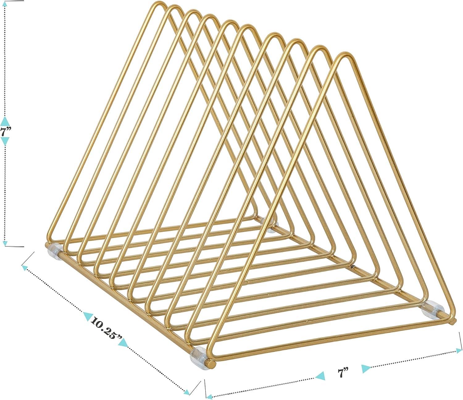 imageMartha Stewart Ryder Gold Mesh Metal 9 Slot Triangle Magazine File Holder Desktop Organizer Sorter