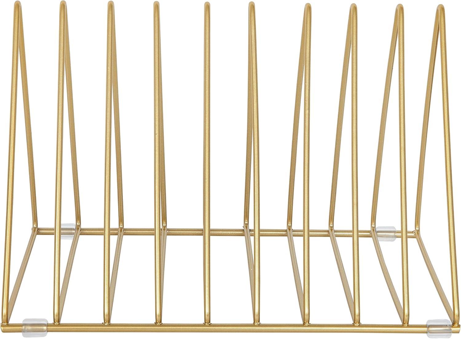 imageMartha Stewart Ryder Gold Mesh Metal 9 Slot Triangle Magazine File Holder Desktop Organizer Sorter