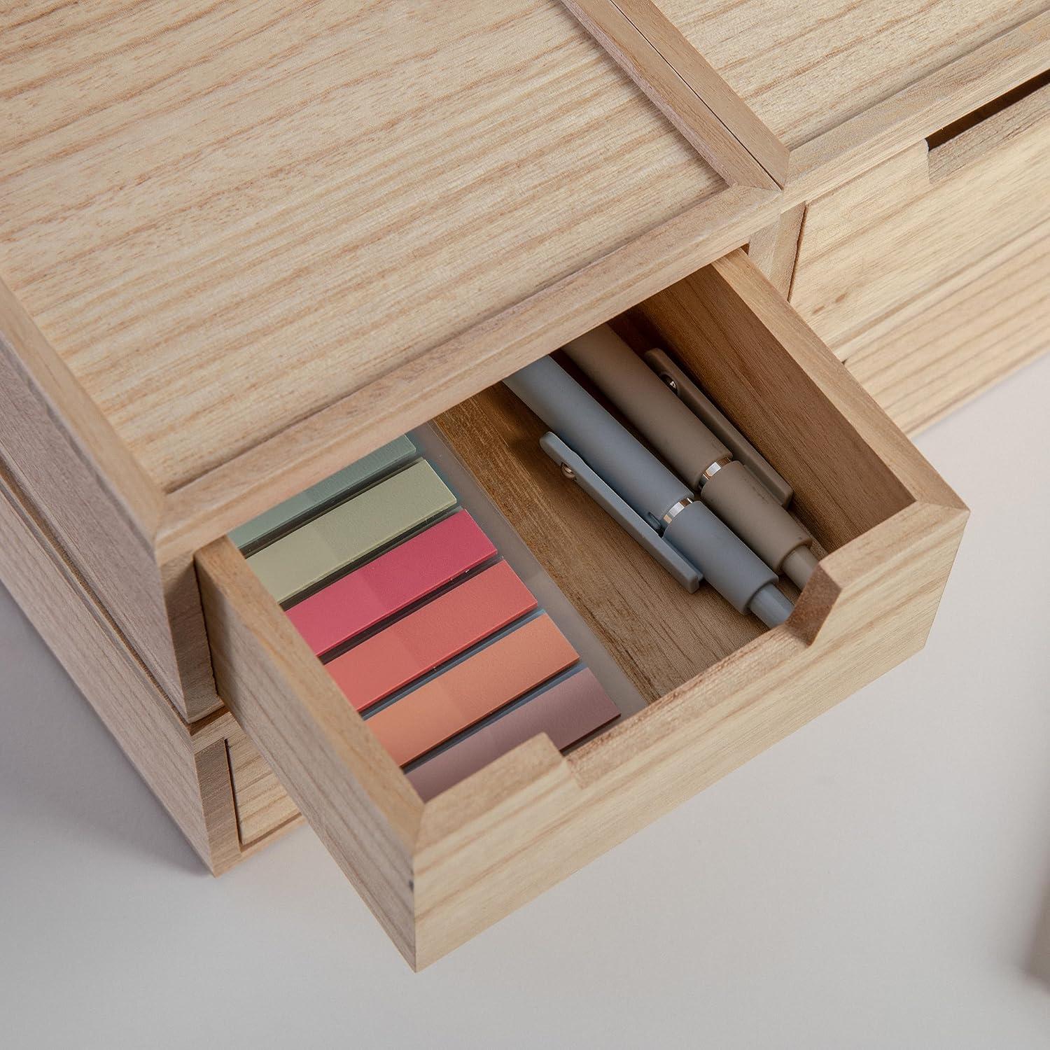 imageMartha Stewart Weston Stackable Wooden Storage Boxes with Pullout Drawers Paulownia Wood Storage Organizers 3 Pack Light NaturalLight Natural