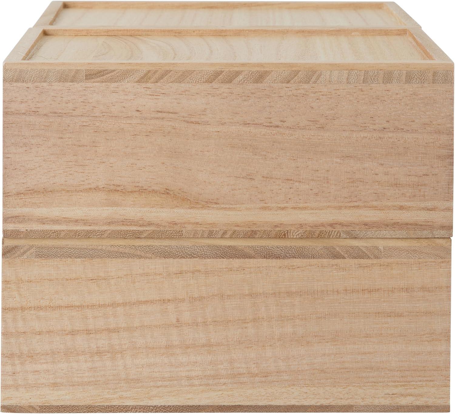 imageMartha Stewart Weston Stackable Wooden Storage Boxes with Pullout Drawers Paulownia Wood Storage Organizers 3 Pack Light NaturalLight Natural