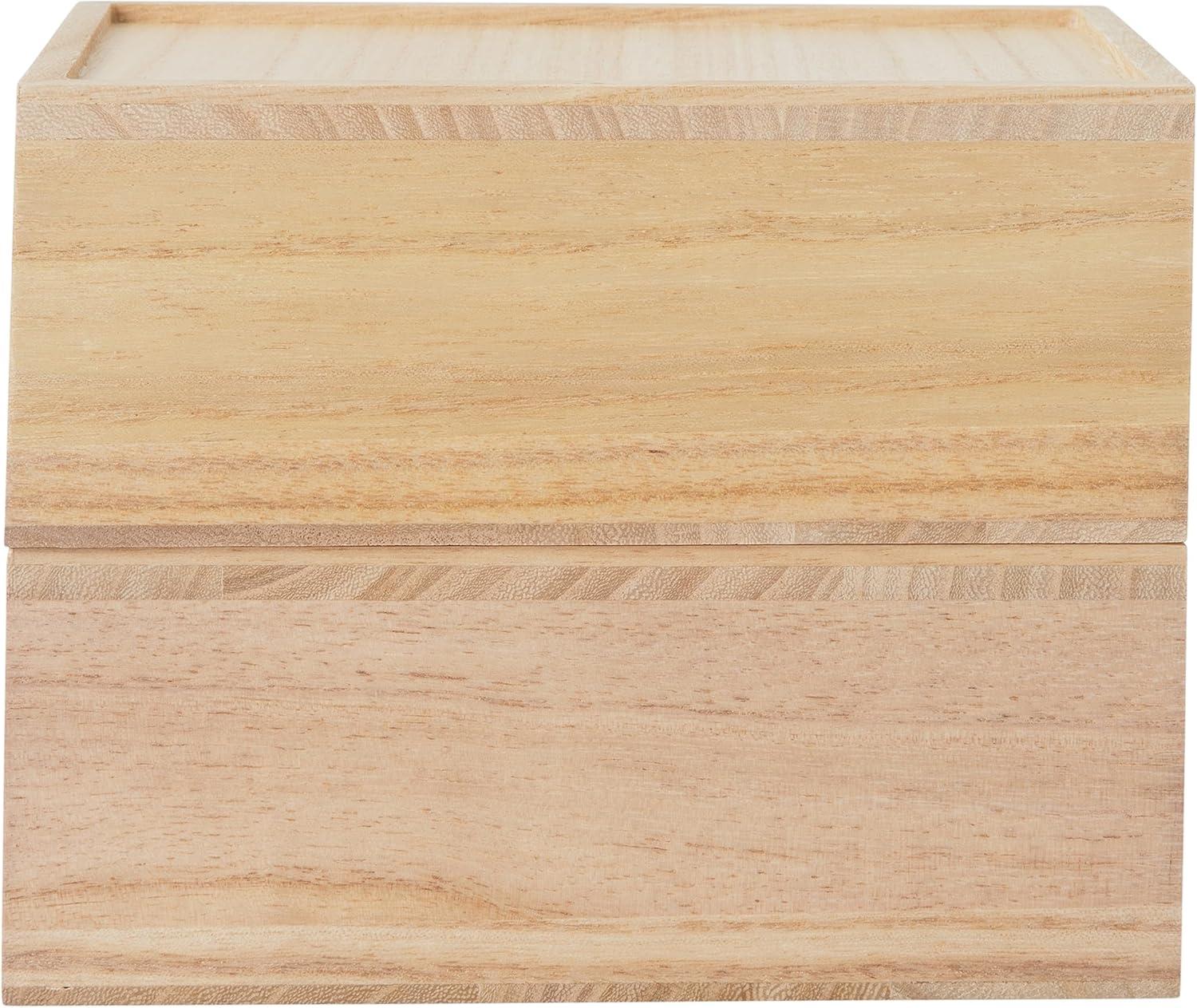 imageMartha Stewart Weston Stackable Wooden Storage Boxes with Pullout Drawers Paulownia Wood Storage Organizers 3 Pack Light NaturalLight Natural