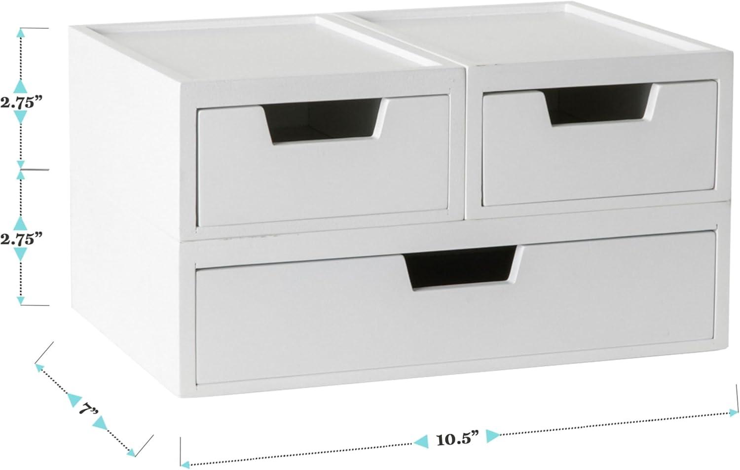 imageMartha Stewart Weston Stackable Wooden Storage Boxes with Pullout Drawers Paulownia Wood Storage Organizers 3 Pack Light NaturalWhite