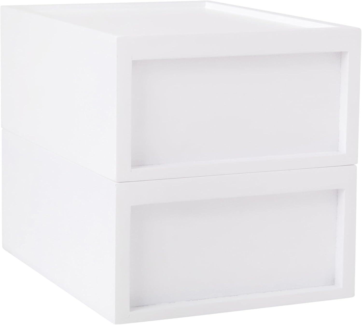 imageMartha Stewart Weston Stackable Wooden Storage Boxes with Pullout Drawers Paulownia Wood Storage Organizers 3 Pack Light NaturalWhite