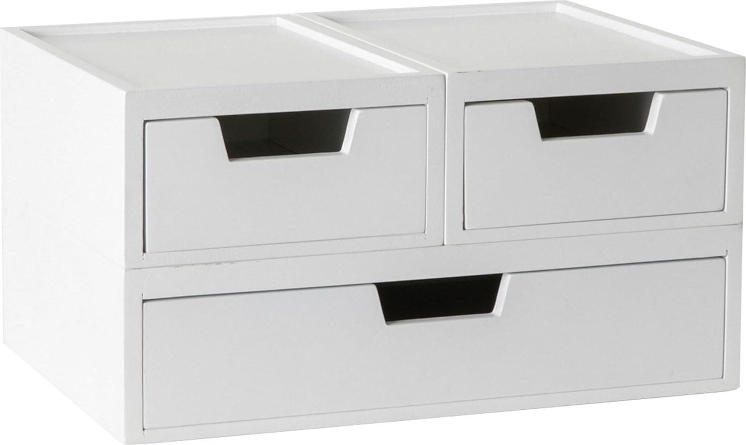 imageMartha Stewart Weston Stackable Wooden Storage Boxes with Pullout Drawers Paulownia Wood Storage Organizers 3 Pack Light NaturalWhite