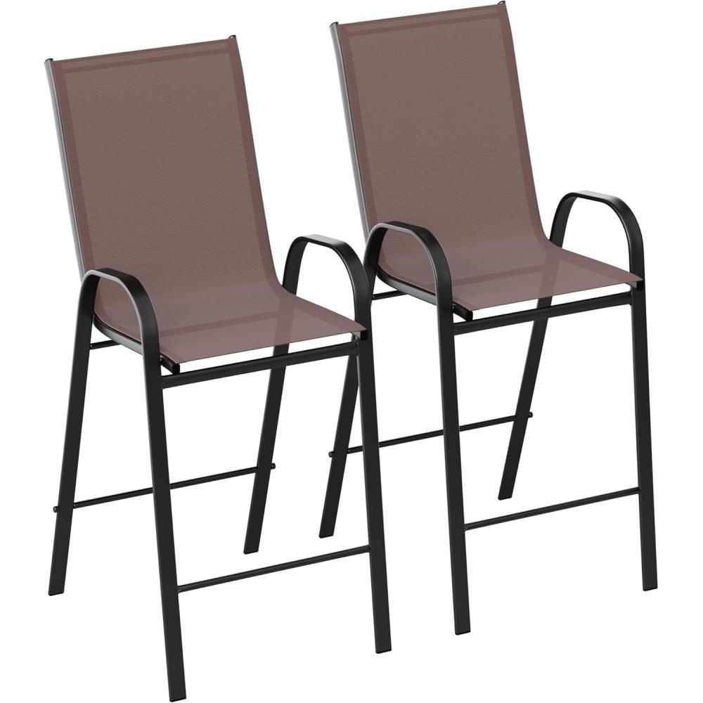imageFlash Furniture 2 Pack Brazos Series Brown Outdoor Barstool with Flex Comfort Material and Metal FrameBrown