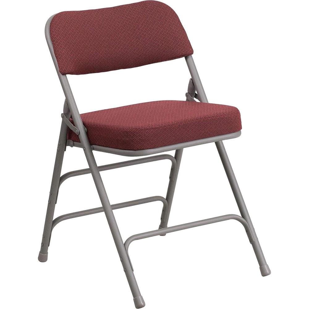 imageFlash Furniture 2 Pack HERCULES Series Premium Curved Triple Braced ampamp Double Hinged Burgundy Fabric Metal Folding ChairBurgundy