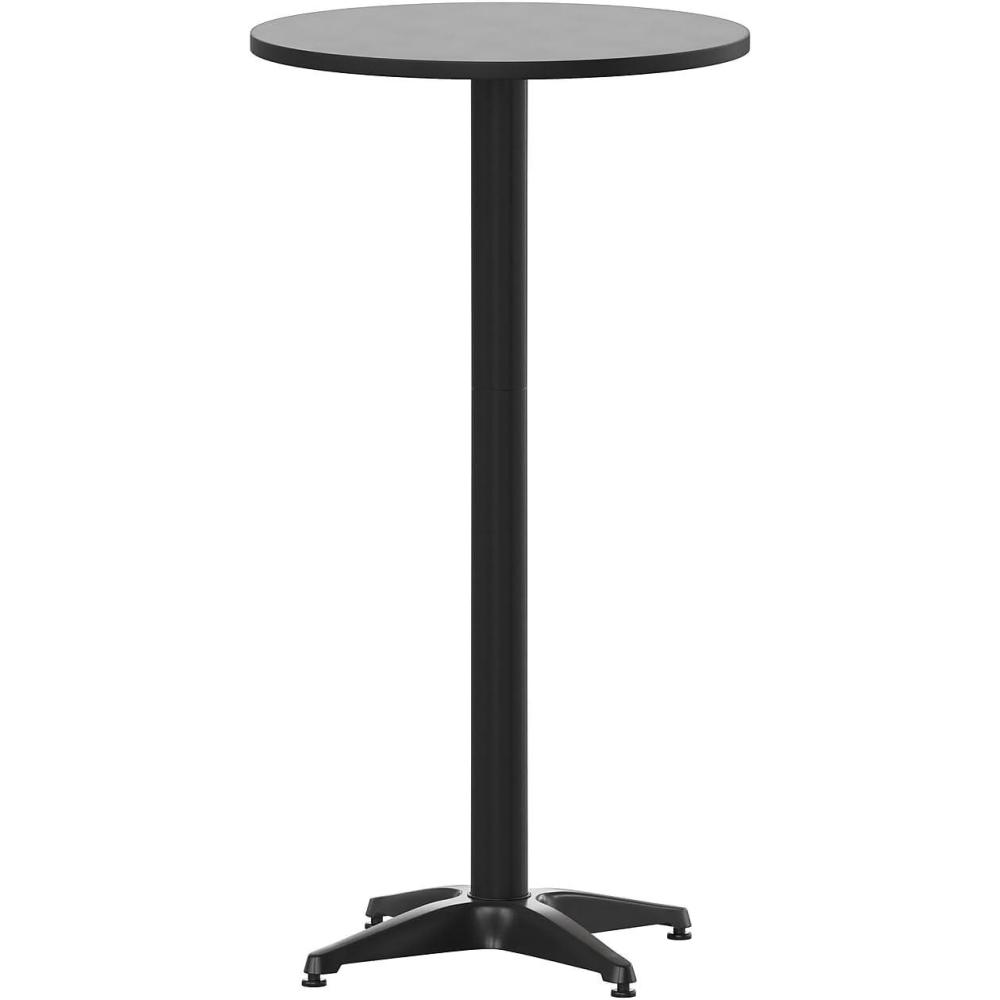imageFlash Furniture 2325quot Round Aluminum IndoorOutdoor Bar Height Table with FlipUp Top HeavyDuty Aluminum FlipUp Top Cocktail Table SilverBlack