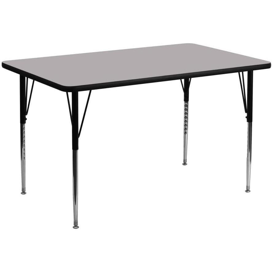 imageFlash Furniture 24W x 48L Rectangular Oak Thermal Laminate Activity Table Standard Height Adjustable LegsGrey