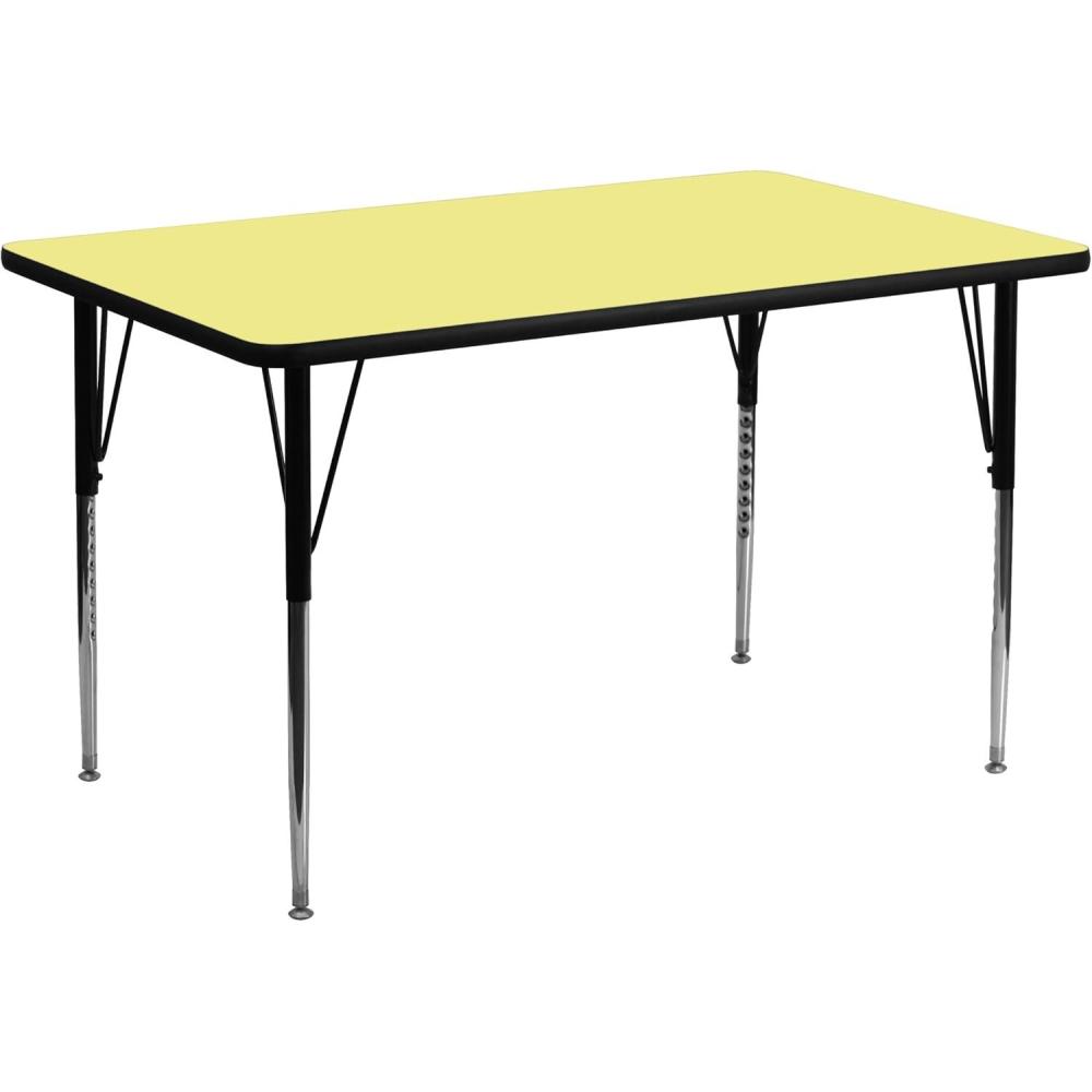 imageFlash Furniture 24W x 48L Rectangular Oak Thermal Laminate Activity Table Standard Height Adjustable LegsYellow
