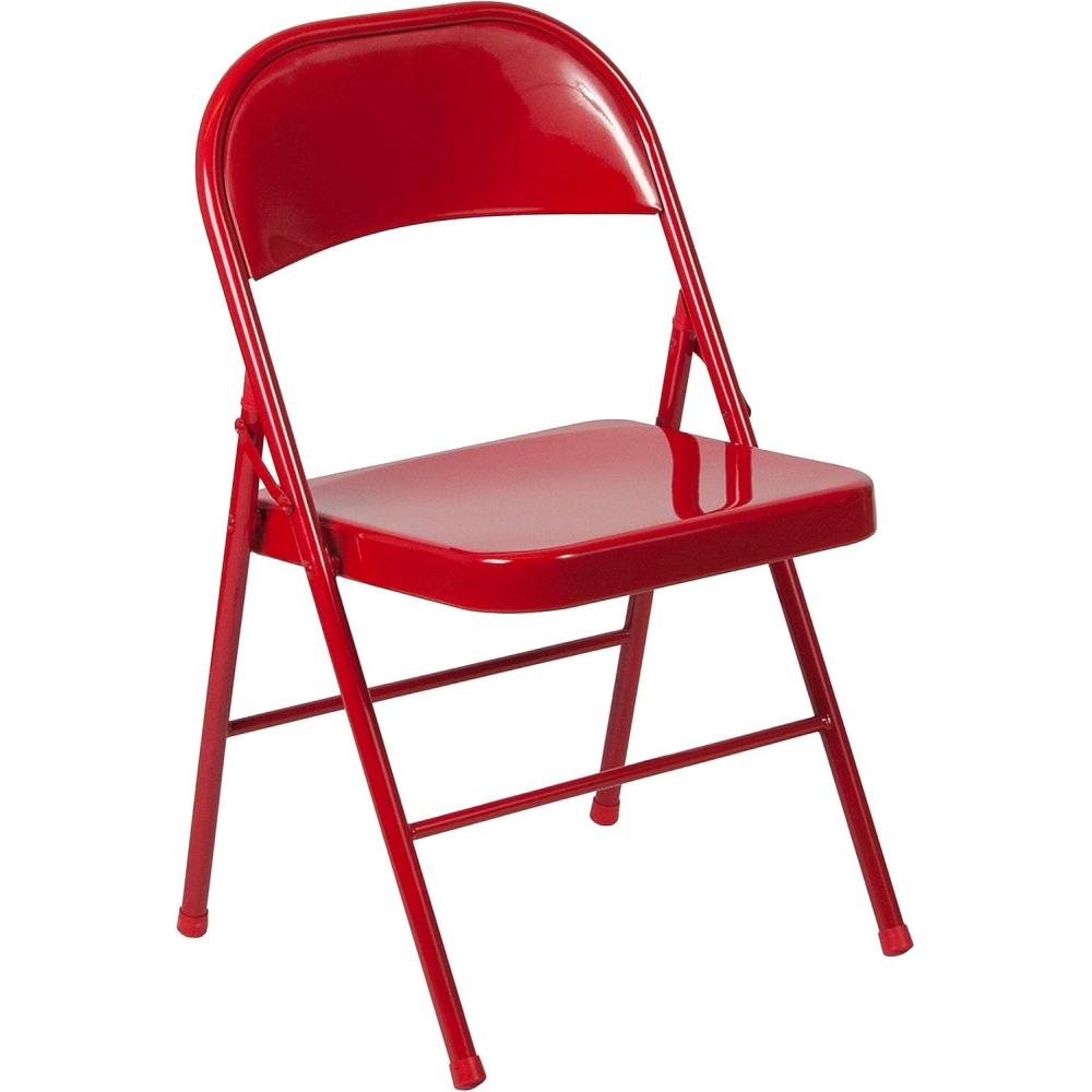 imageFlash Furniture 4 Pack HERCULES Series Double Braced Red Metal Folding ChairRed