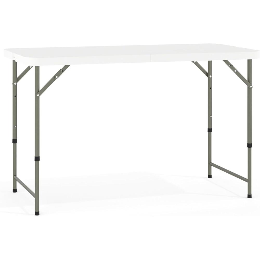 imageFlash Furniture 4 Rectangular Plastic Folding Event Table with Adjustable Legs and Carrying Handle BiFold Portable Banquet Table for IndoorOutdoor Events White