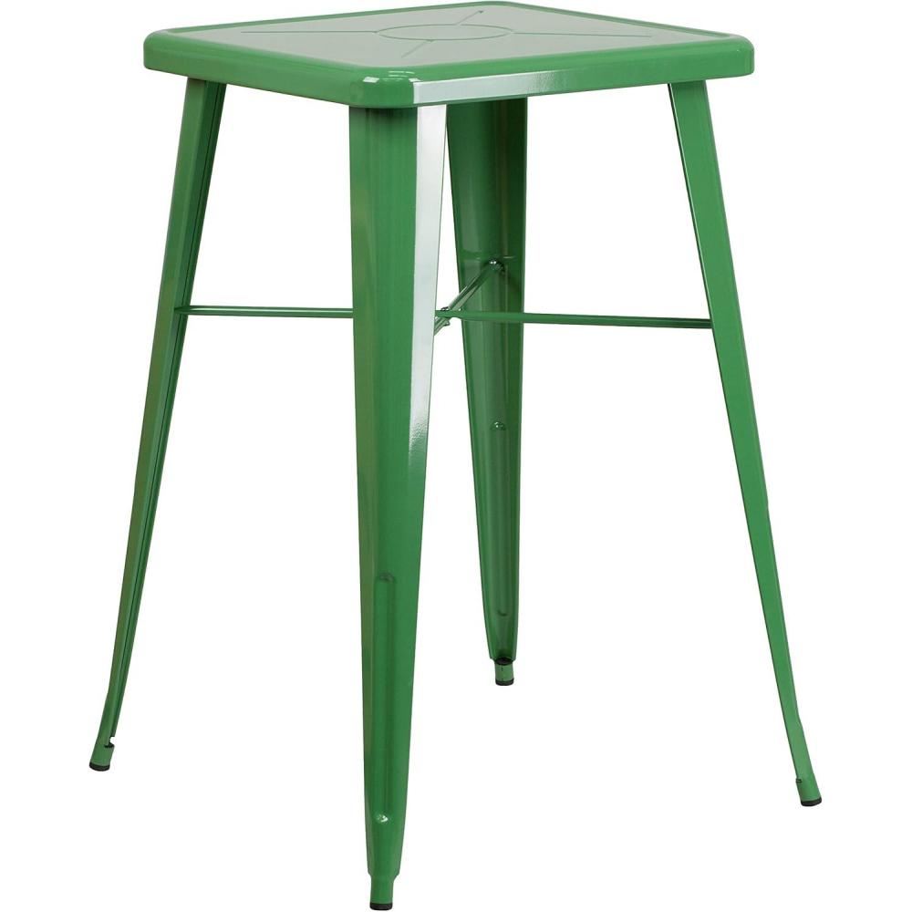imageFlash Furniture Aaron Commercial Grade 2375quot Square White Metal IndoorOutdoor Bar Height TableGreen