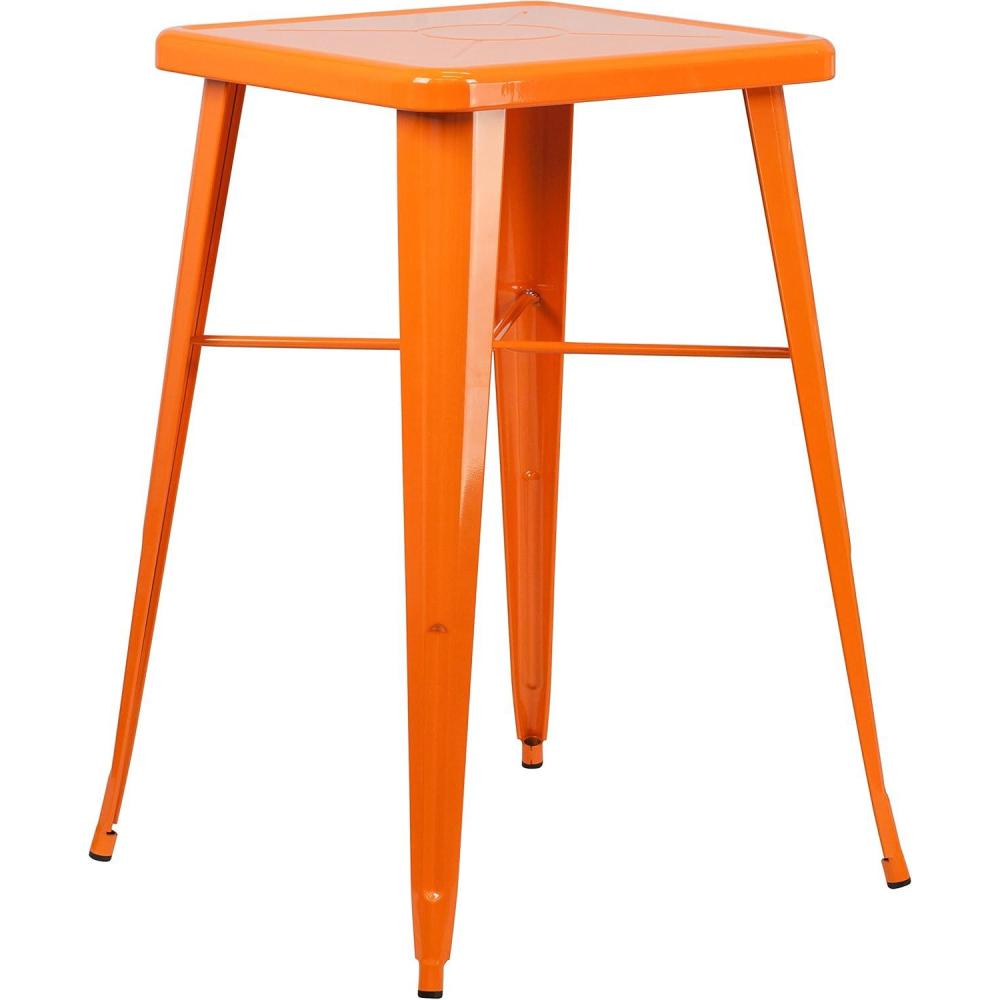 imageFlash Furniture Aaron Commercial Grade 2375quot Square White Metal IndoorOutdoor Bar Height TableOrange