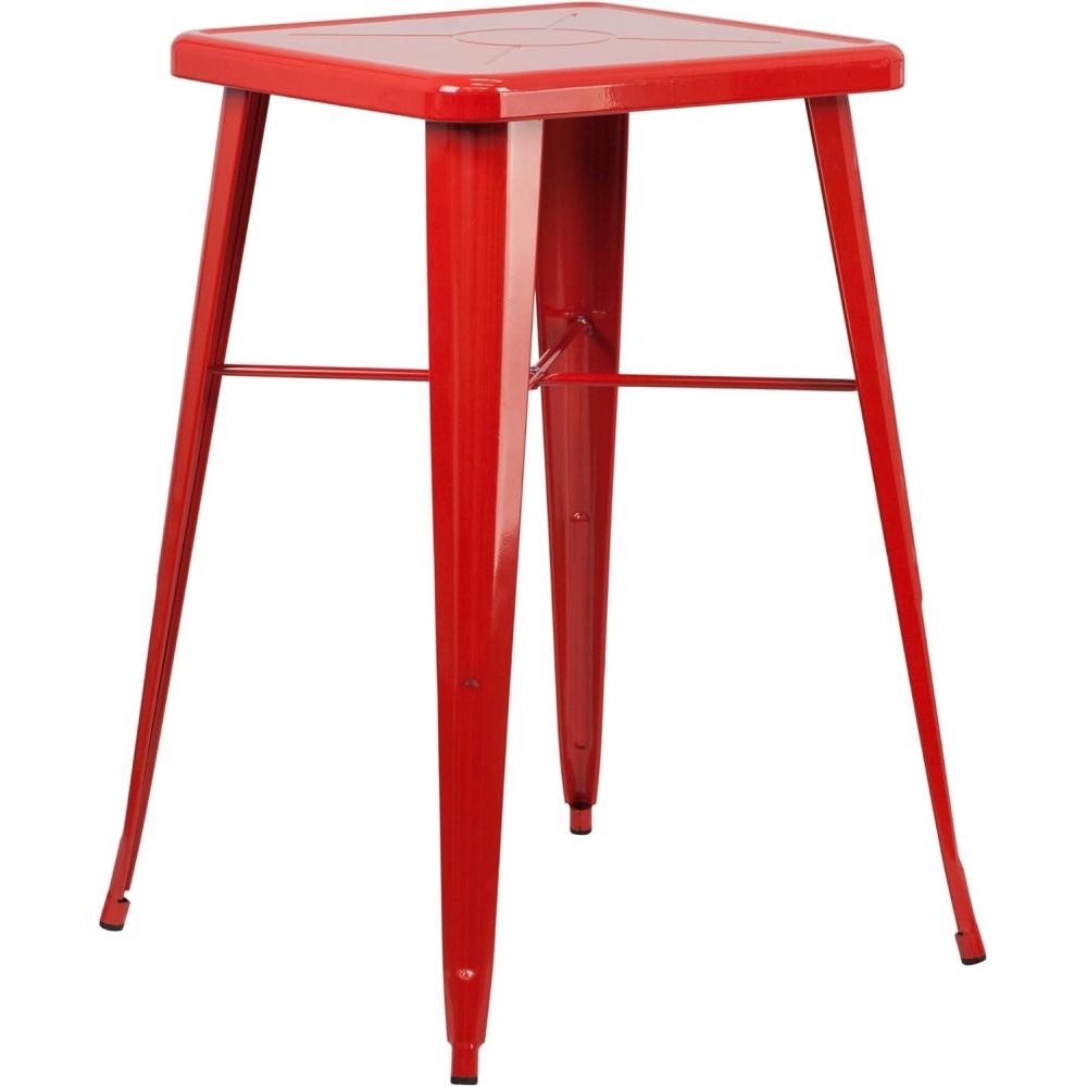 imageFlash Furniture Aaron Commercial Grade 2375quot Square White Metal IndoorOutdoor Bar Height TableRed