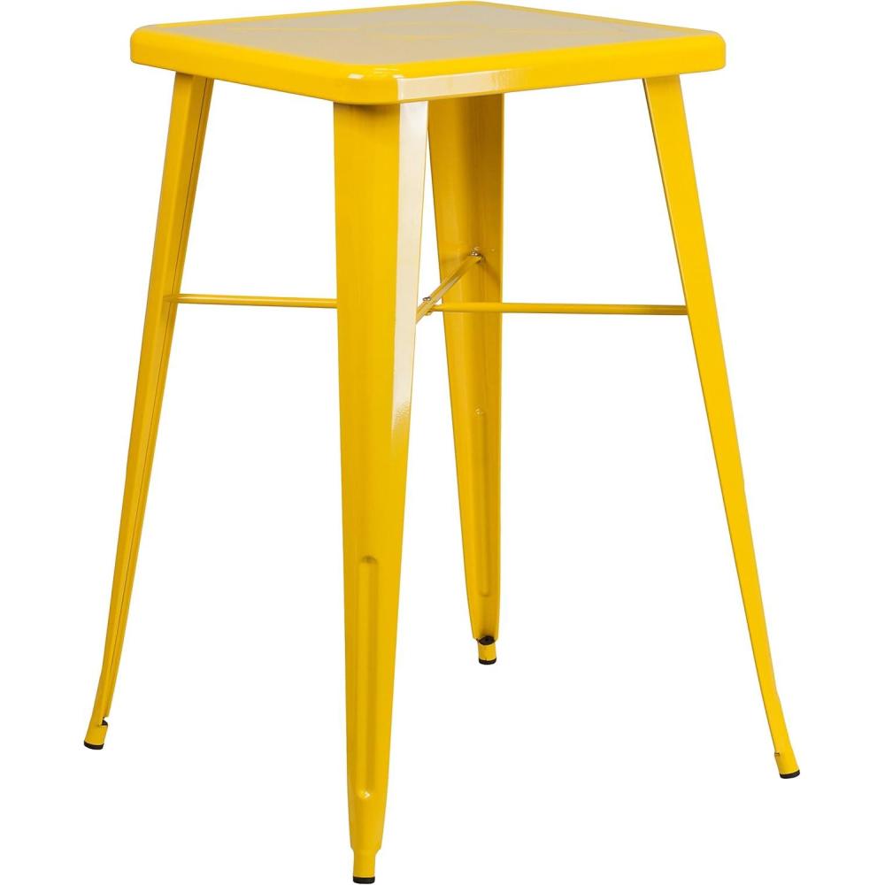imageFlash Furniture Aaron Commercial Grade 2375quot Square White Metal IndoorOutdoor Bar Height TableYellow