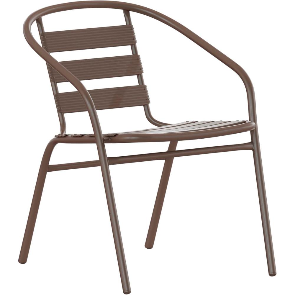 imageFlash Furniture Aluminum Slat Back Stacking Outdoor Restaurant Chairs Modern Stackable Patio Chairs for Restaurants Set of 4 BlackBronze