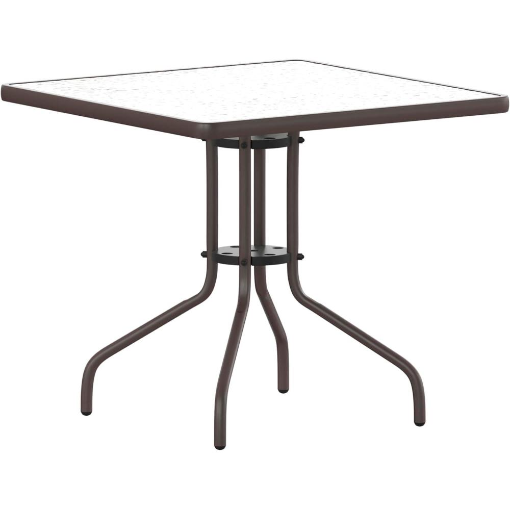 imageFlash Furniture Barker 235quot Square IndoorOutdoor Tempered Glass Patio Side Table Outdoor Patio Table for Commercial or Residential Use ClearBlackClearBronze