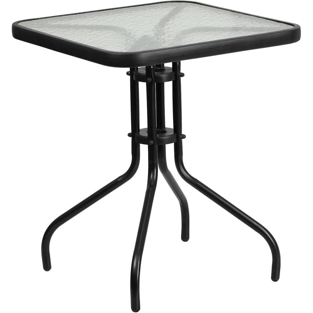 imageFlash Furniture Barker 235quot Square IndoorOutdoor Tempered Glass Patio Side Table Outdoor Patio Table for Commercial or Residential Use ClearBlackClearBlack